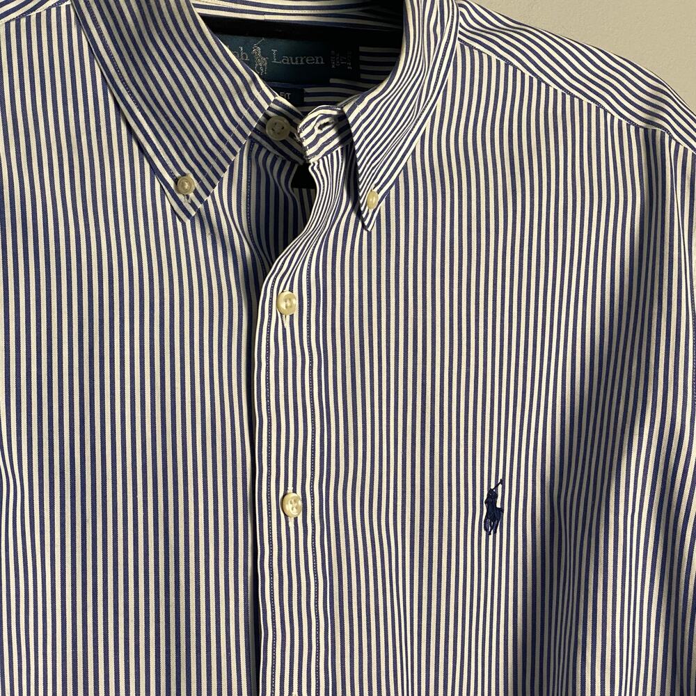 Polo Ralph Lauren Men's 17 34/35 Classic Oxford Button Down Striped Long Sleeve